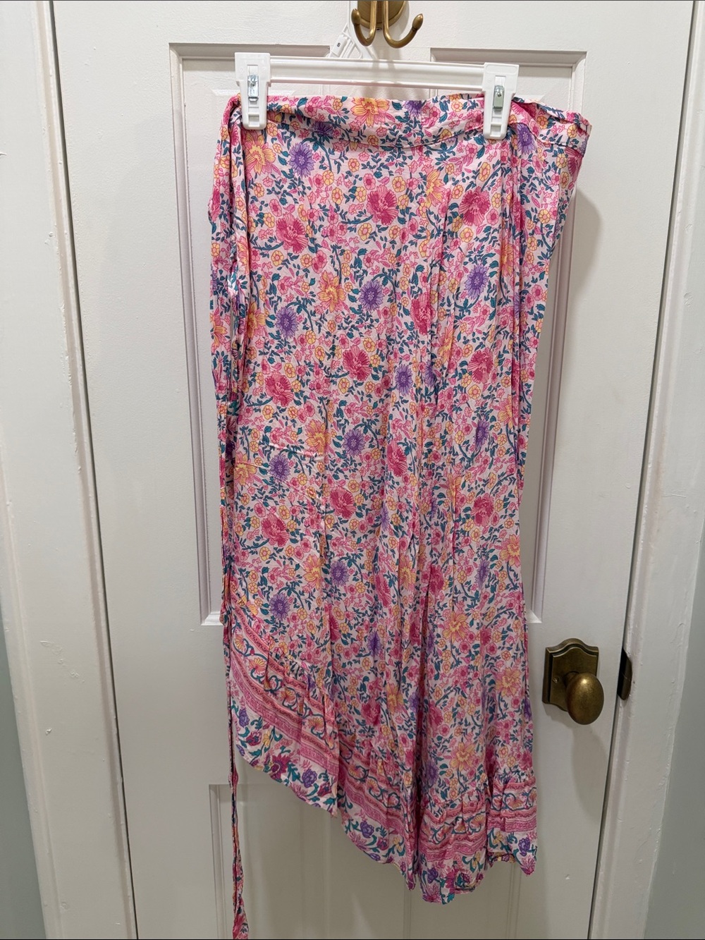 Pink Floral Maxi Wrap Skirt - Lightweight Summer Layer